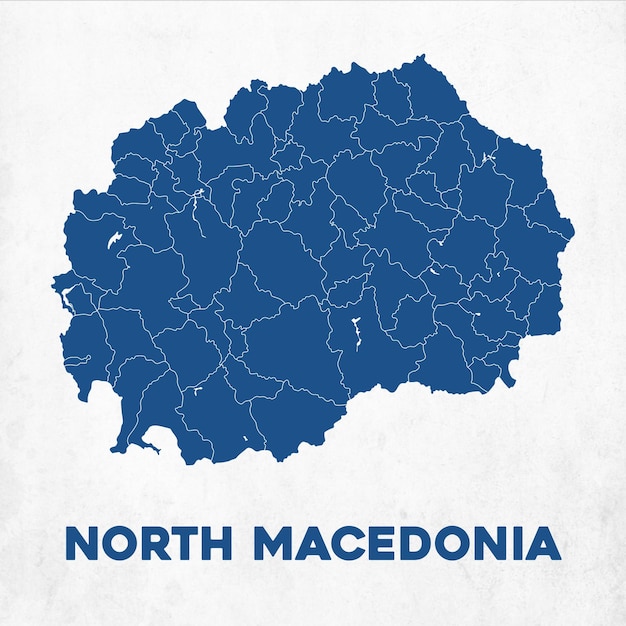 Vetor mapa detalhado da macedônia do norte.