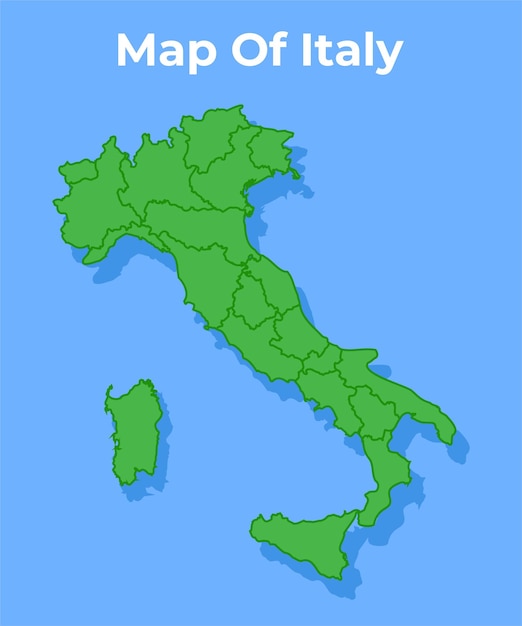 Mapa detalhado do país da Itália em ilustração vetorial verde.