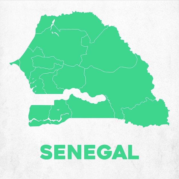 Vetor mapa detalhado do senegal.