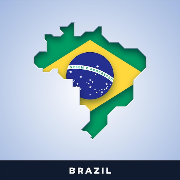 Vetor mapa do brasil com bandeira