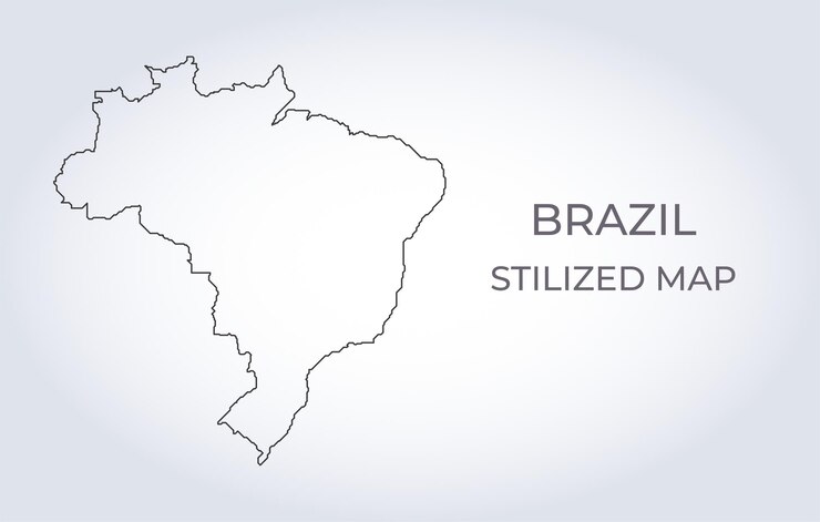 Vetor mapa do brasil em um estilo minimalista estilizado