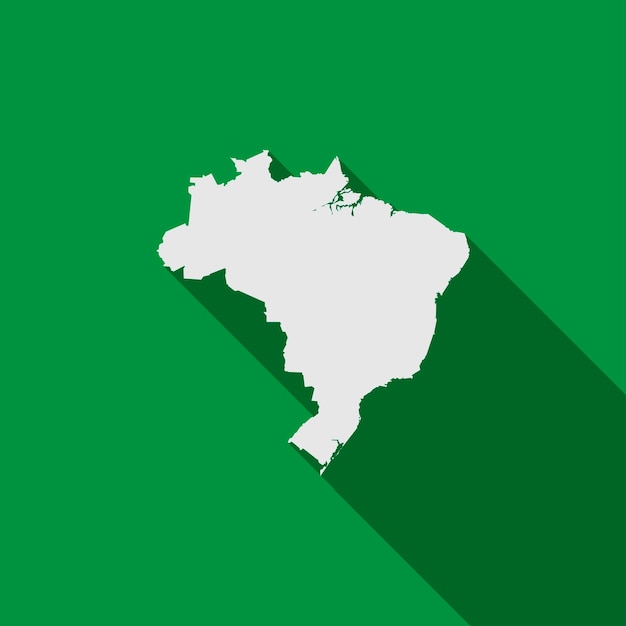 Vetor mapa do brasil sobre fundo verde com sombra longa