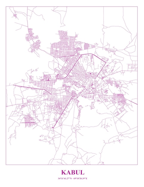 Vetor mapa do cartel da cidade de cabul