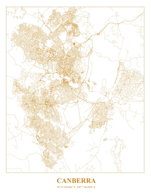 Mapa do cartel da cidade de camberra