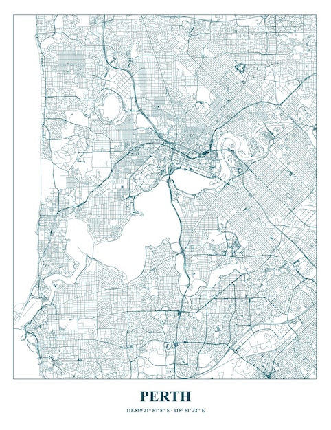 Vetor mapa do cartel da cidade de perth