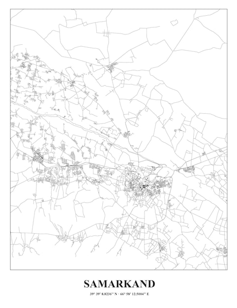 Vetor mapa do cartel da cidade de samarcanda no uzbequistão