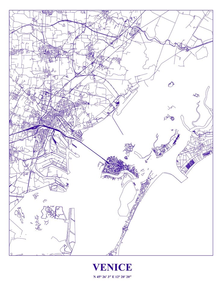 Vetor mapa do cartel da cidade de veneza