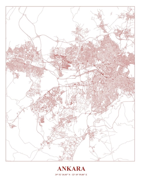 Vetor mapa do cartel de ancara, capital da turquia