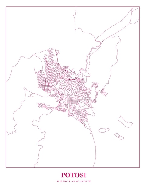 Vetor mapa do cartel de potosi bolívia