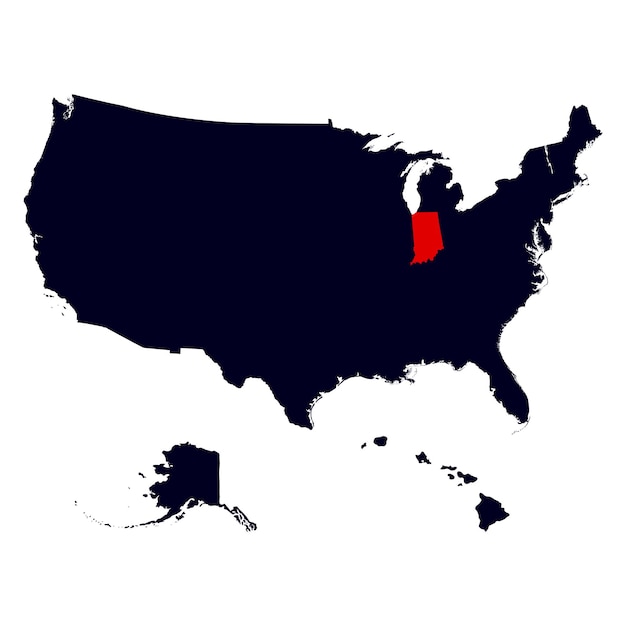 Mapa do estado americano de Indiana em fundo branco