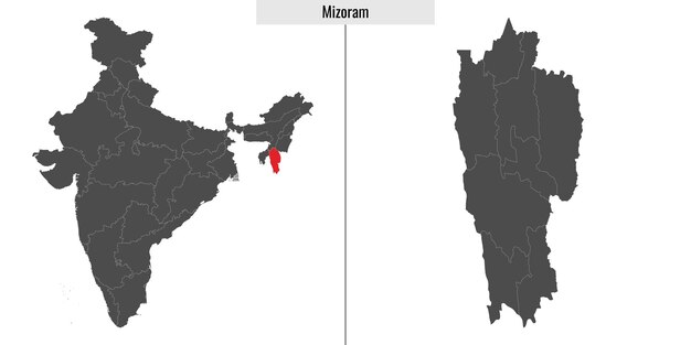 Mapa do estado de Mizoram da Índia