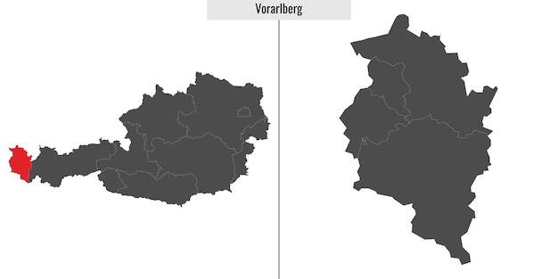 Vetor mapa do estado de vorarlberg da áustria