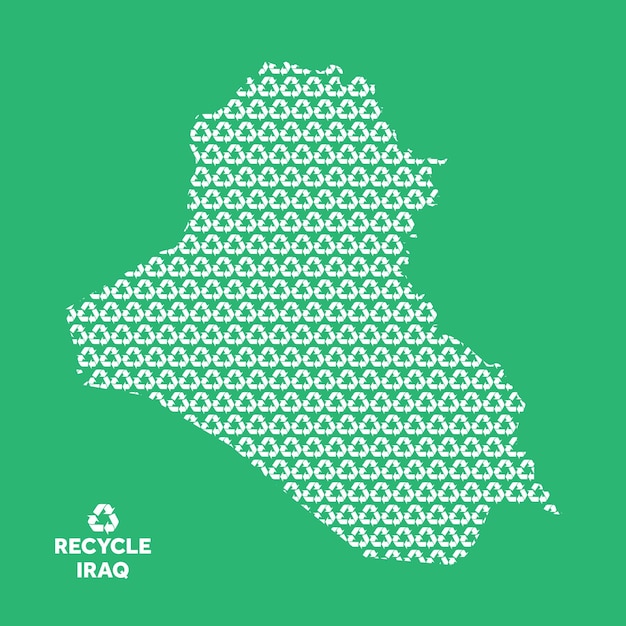 Mapa do iraque feito do conceito ambiental de símbolo de reciclagem