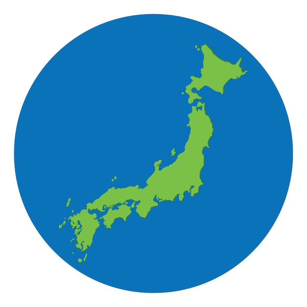 Vetor mapa do japão em cor verde em design de globo com cor de círculo azul