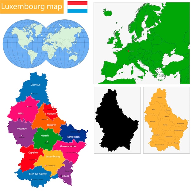 Vetor mapa do luxemburgo