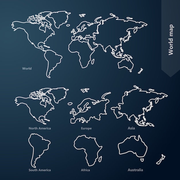 Mapa do mundo e continente