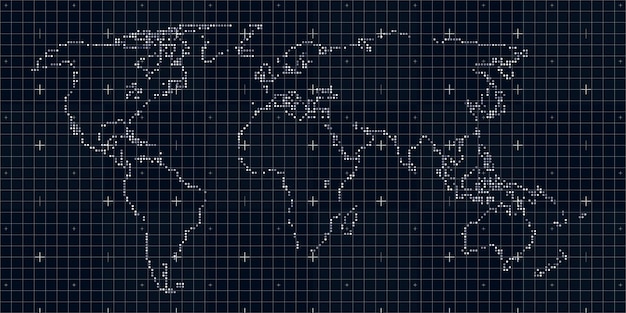 Mapa do mundo em ilustração vetorial de estilo artístico pontilhado