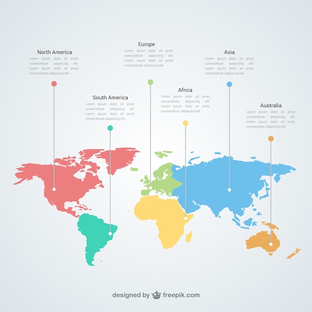 Mapa do mundo modelo de infográfico