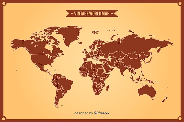 Mapa do mundo vintage com continentes