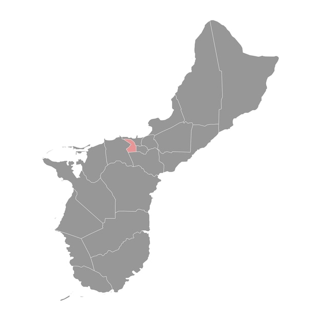 Mapa do município de agana heights divisão administrativa de guam ilustração vetorial