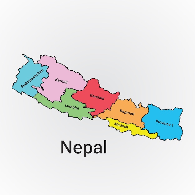 Vetor mapa do nepal com província