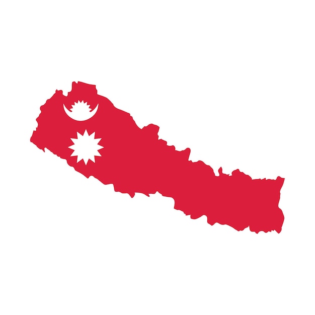 Vetor mapa do nepal e ilustração vetorial de bandeira