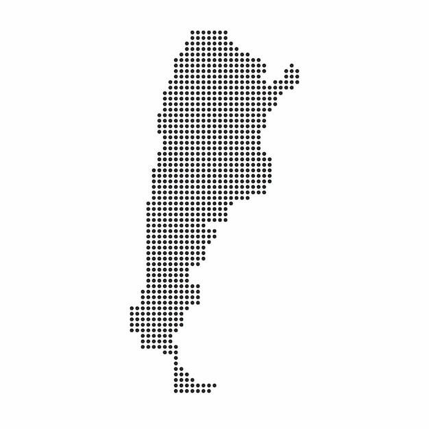 Mapa do país argentina feito de padrão de ponto de meio-tom abstrato