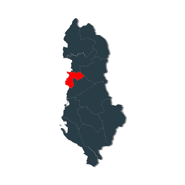 Mapa do país da Albânia de ilustração vetorial isolado no fundo branco