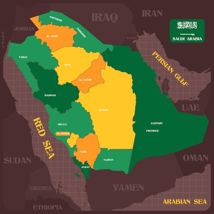 Vetor mapa do país da arábia saudita