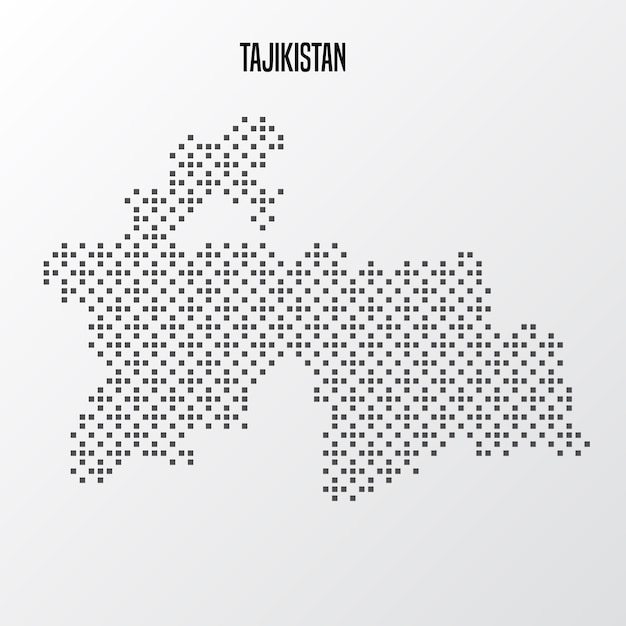 Vetor mapa do país do tajiquistão feito a partir de um padrão de pontos de meio tom abstrato