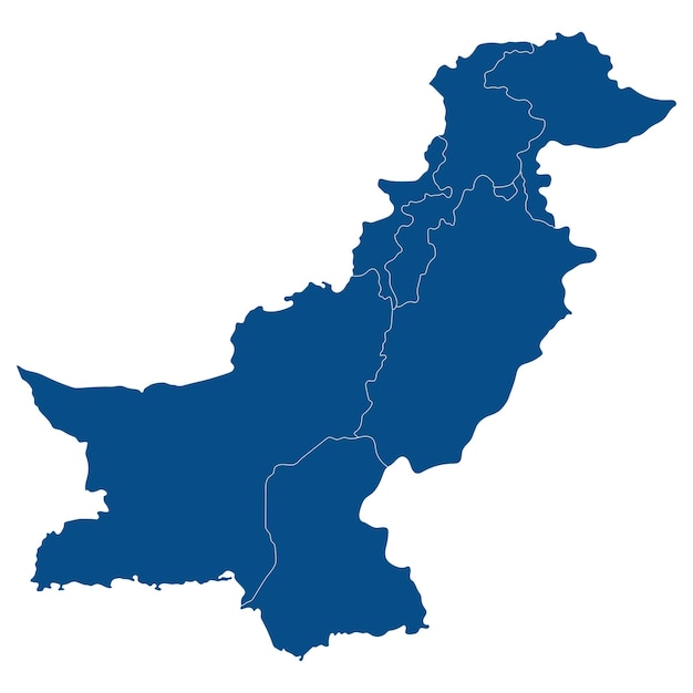 Mapa do paquistão em províncias administrativas em cor azul