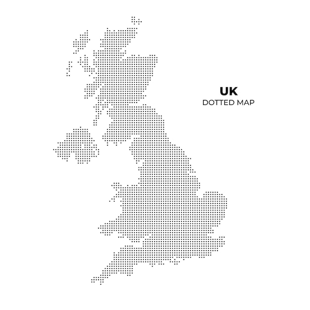 Vetor mapa do reino unido com estilo pontilhado