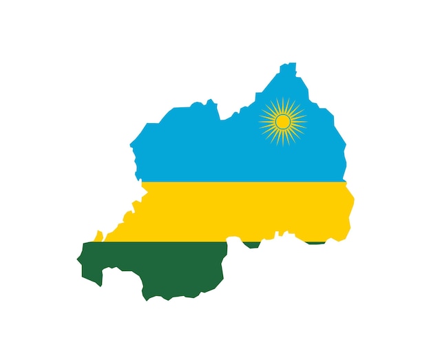 Mapa do Ruanda com bandeira nacional