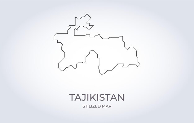 Vetor mapa do tajiquistão em um estilo minimalista estilizado