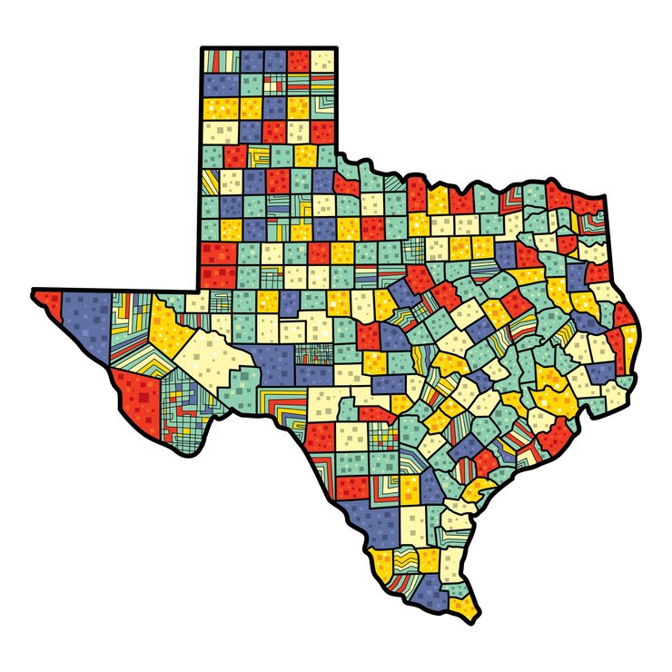 Vetor mapa do texas estilo pop art