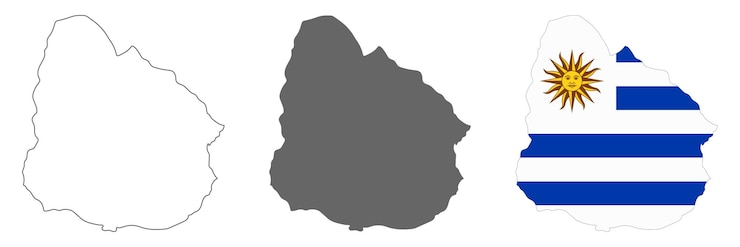 Vetor mapa do uruguai altamente detalhado com fronteiras isoladas no fundo