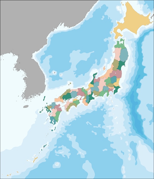 Mapa do vetor do japão dividido em prefeituras