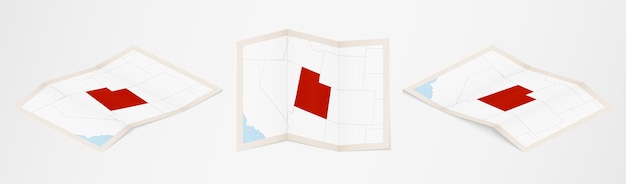 Vetor mapa dobrado de utah em três versões diferentes.