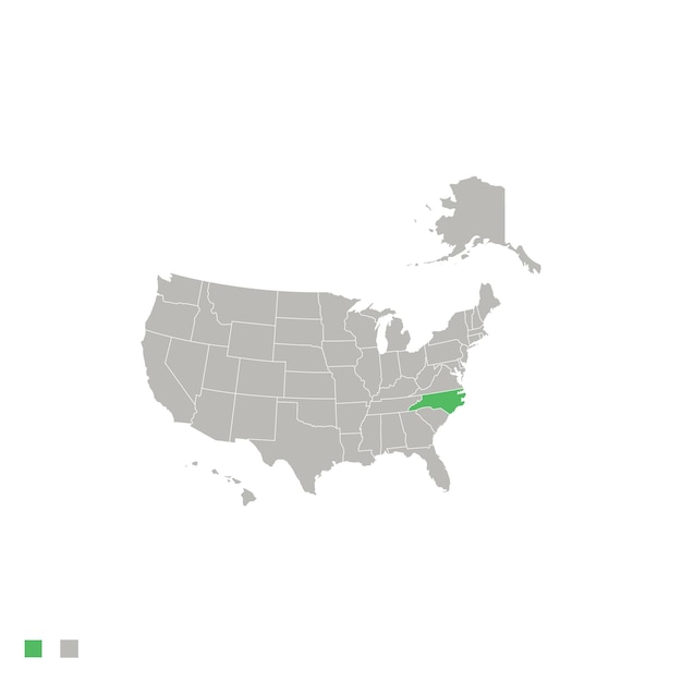 Mapa dos estados unidos com a carolina do norte destacada