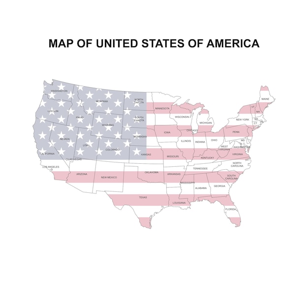 mapa dos estados unidos da américa, vetor, bandeira americana