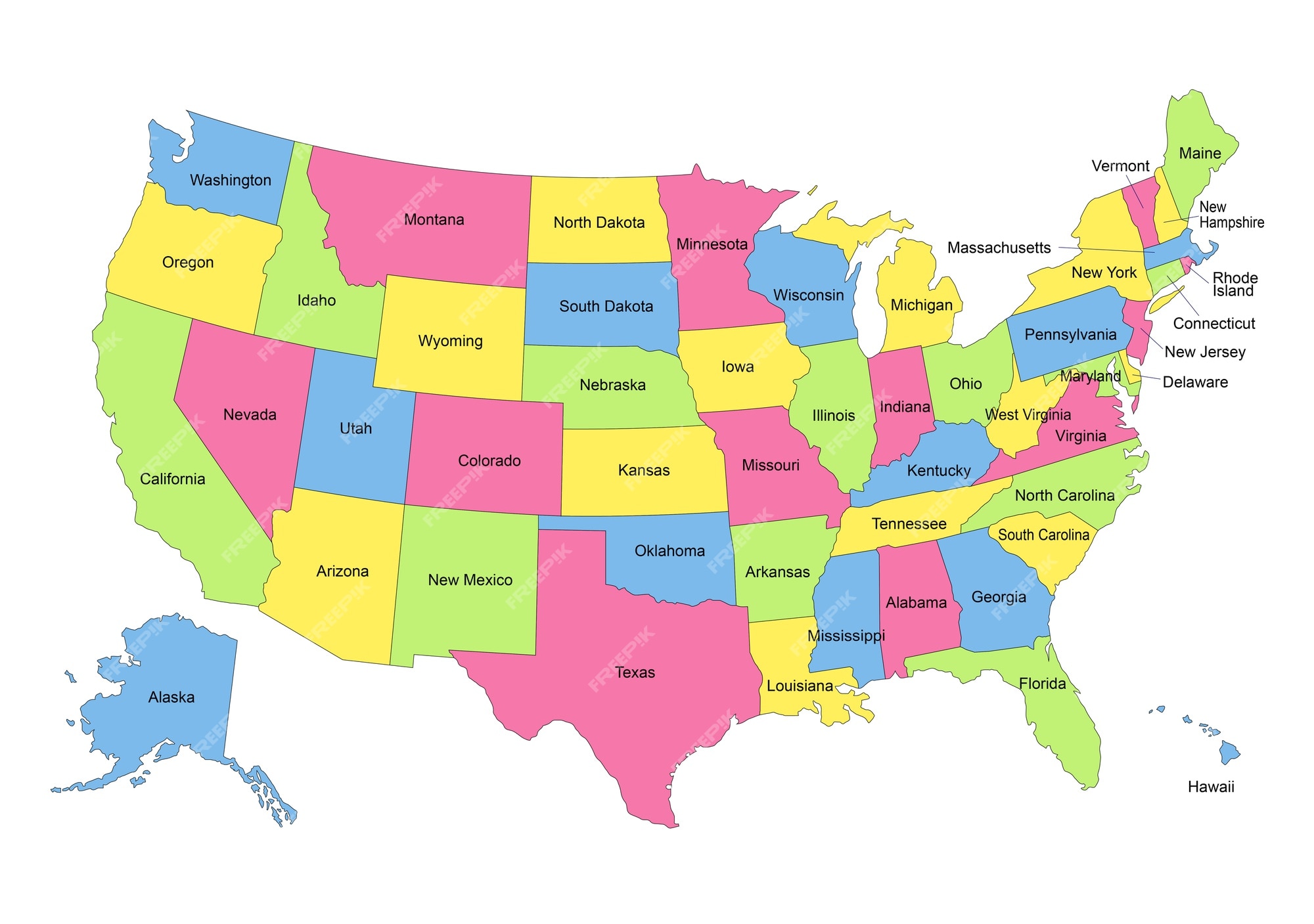 Mapa dos Estados Unidos Vetor Premium