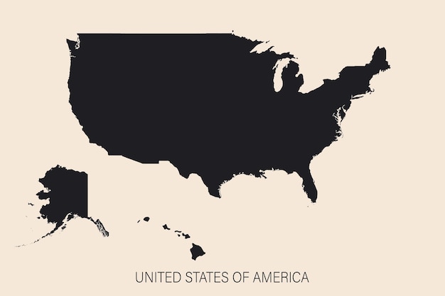 Mapa dos EUA altamente detalhado com bordas isoladas em estilo plano de fundo