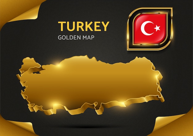 Vetor mapa dourado de luxo da turquia