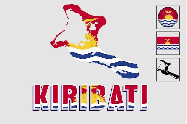 Vetor mapa e bandeira de kiribati em ilustração vetorial