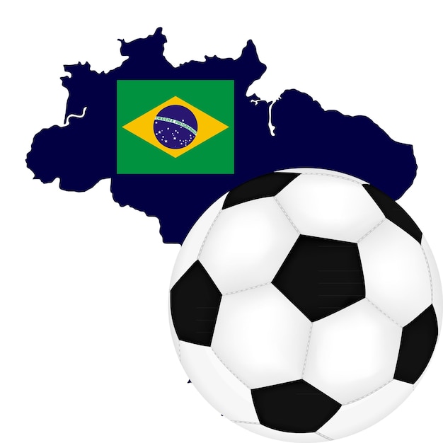 Vetor mapa e bandeira do brasil com bola de futebol