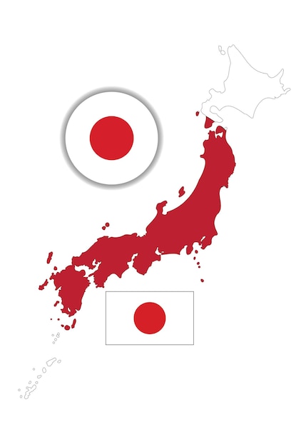 Vetor mapa e bandeira do japão