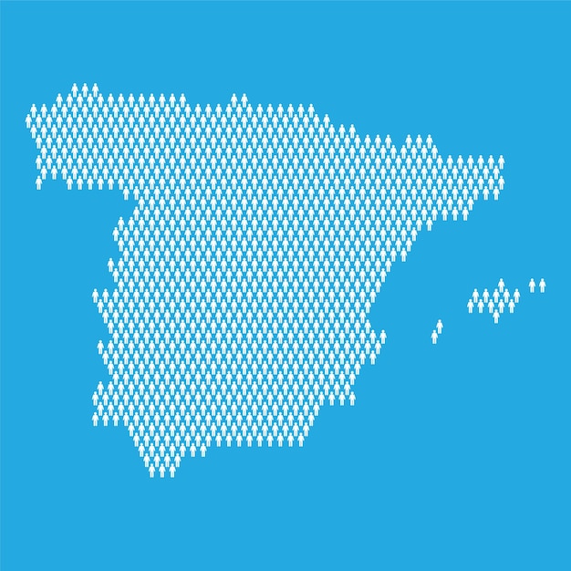 Mapa estatístico da população da espanha feito de pessoas de bonecos de palito