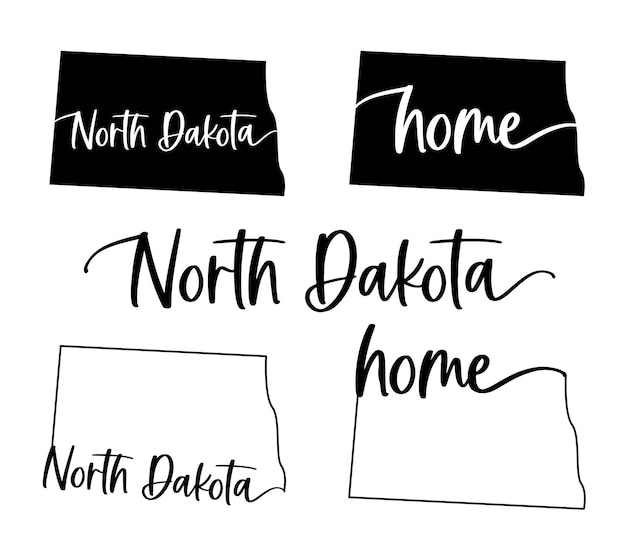 Mapa estilizado da ilustração vetorial do estado de dakota do norte dos eua