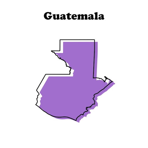 Vetor mapa estilizado de contorno vermelho simples da guatemala