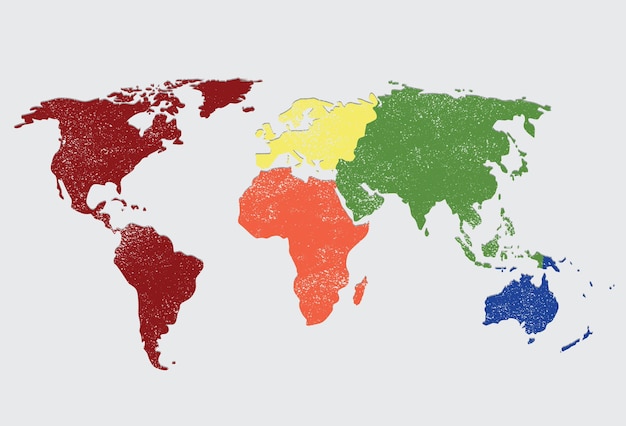 Vetor mapa grunge com cinco cores, desenho vetorial